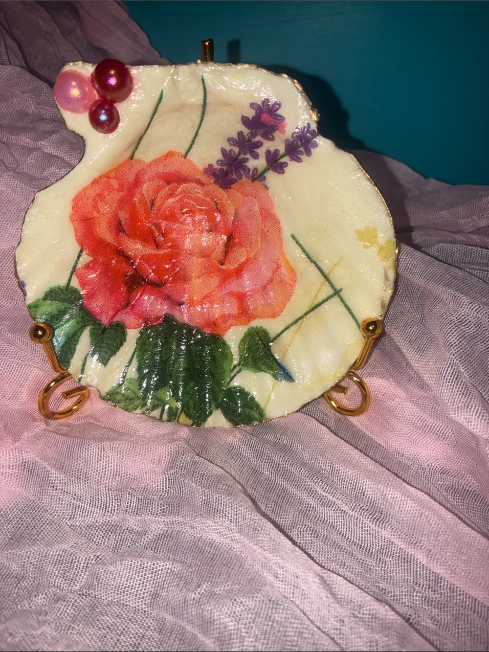 Handmade shell art display